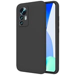 TBOC Coque Compatible avec Xiaomi 12 Lite [6.55 Pouces] - Étui Rigide [Noire] Silicone Liquide [Doux] Doublure Intérieure Microfibre [Protège la Caméra] Antidérapant Résistant Rayures