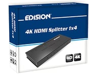 EDISION 4K HDMI Splitter 1x4, Répartiteur 1 IN 4 OUT, HDMI 4 K, Ultra HD 2160p, Full HD 1080p, HDCP 3D Ready