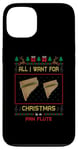 Coque pour iPhone 13 Pull moche avec inscription « All I Want For Christmas Is A Pan Flute Music »