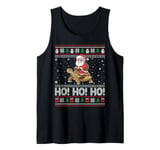 Ho Ho Ho Santa Claus Riding Tortoise Christmas Tank Top