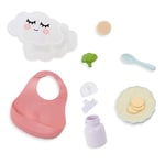 LullaBaby Pretend 10-Pc Meal Time Accessories – Bib, Spoon & Cloud Food Container – Imaginative Play – Toys for Kids Ages 2 & Up – Baby Doll Feeding Set, LBY7624Z, Multi