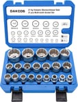 21pc Coffret douilles 1/2¿12 pans taille 8-36mm Douille multident extérieure en CR-V avec boîte de rangement