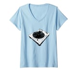 Womens DJ Mixing Turntable Deck V-Neck T-Shirt