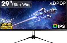 29 Pouces Ecran IPS Moniteur D'ordinateur Ultra-Large WFHD 2560 x 1080 75Hz 21:9 pour la Maison,Le Bureau et Les Jeux,FreeSync,HDMI,DP,HDR,Haut-Parleurs Intégrés,Montage VESA