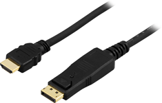 Deltaco DisplayPort hane till HDMI hane monitorkabel 2m, svart