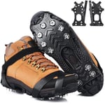 HONYAO Crampons, Crampon Neige Chaussures Bottes, Crampons à Glace pour Hommes Femmes, Véritables Pointes en Acier Inoxydable et Silicone Durable, Anti-Slip Crampons pour Marche Randonnée Pêche, L