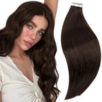 RUNATURE Extension Adhesive Cheveux Naturel Marron Extension Bande Adhesive Cheveux Humain Remy Extension Cheveux Naturel Invisible Adhesif Marron Foncé 16 Pouces/40cm 20 Pièces/50g #2