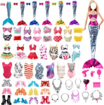 28 Doll Clotes and Accessories, 3 Mermaid Dresses Compatible with Barbie Doll 5