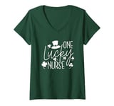 Womens One Lucky Nurse St Patricks Day Nurse V-Neck T-Shirt