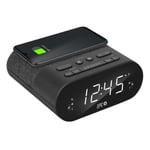 SPC Frodi QI Radio Réveil avec Recharge sans Fil pour Votre Smartphone avec 2 alarmes et 10 mémoires pour Vos Stations de Radio, Noir