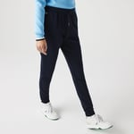 Lacoste Womenss Lightweight Fleece Jogging Pants in Navy Cotton - Size 6 UK