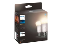 Philips Hue White - Led-Glödlampa - Form: A60 - E27 - 9.5 W (Motsvarande 75 W) - Klass F - Varmt Vitt Ljus - 2700 K (Paket Om 2)