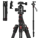 SMALLRIG 72" Aluminum Camera Tripod, Lightweight Tripod & Monopod with Ball Head and Quick Release Plate, 17" - 72" Adjustable Height, Travel Tripod for DSLR, Camera, Phone, Payload 15kg / 33lb - 3935