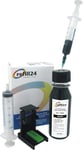 Kit de recharge compatible pour cartouches d'encre HP 305,305 XL,307 XL Noir avec clips et accessoires + 100 ml d'encre