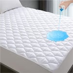 Lunsing Protège-Matelas pour Grand lit, imperméable, Respirant et Silencieux avec Poche Profonde pour Matelas de 15,2 à 45,7 cm, Blanc