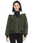 Orolay Bomber D'hiver pour Femme - Parka à Capuche Doublée Polaire Manteau Chaud Court Armée Verte XL