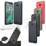 For Samsung Galaxy J4 Plus J415f Carbon Fibre Gel Phone Case + Screen Glass