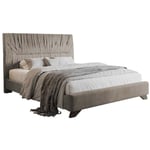 Llana - Lit rembourré - 160x200 cm - velours beige - Selsey