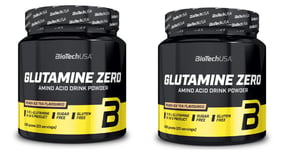 2 boites BioTech Glutamine ZERO 300g arome peche ice tea