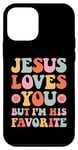 Coque pour iPhone 12 mini Jésus t'aime mais je suis son groovy rétro chrétien préféré