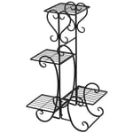 Métal Étagère à Fleurs,Porte Plantes Fer Forgé,Etagere Plante Extérieur Intérieur de 5 Niveaux, pour Maison Balcon Jardin Terrasse,57x107x22cm,noir