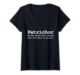 Womens Petrichor Word Funny Poetic Nature Forest Rain Soil Love Fan V-Neck T-Shirt