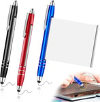 Stylo Bille Retractable, 2 En 1 Stylos À Bille Avec Universel Stylet Tactile Pour Tablette Smartphone Ipad, Lot De 3 Cadeau Gadget Utile Pour Bureau Fourniture Scolaire (Noir, Bleu, Rouge)