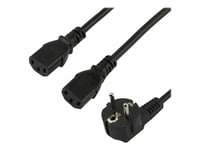 Startech.Com 2M (6Ft) Computer Power Cord, 18Awg, Eu Schuko To 2X C13 Power Cord, 10A 250V, Black Replacement Ac Cord, Tv/Monitor Power Cable, Schuko Cee 7/7 To Iec 60320 2X C13 Power Cord - Pc Power Supply Cable - Strømkabel - Power Cee 7/7 (Hann)