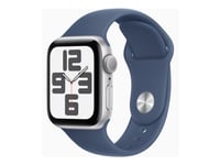 Apple Watch Se (Gps) - 2. Generasjon - 40 Mm - Sølvaluminium - Smartklokke Med Sportsbånd - Fluorelastomer - Denim - Båndbredde: M/L - 32 Gb - Wi-Fi 4, Bluetooth - 26.4 G