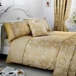 Serene - Jasmine - Easy Care Duvet Cover Set | Super-King Size | Champagne Gold Bedding