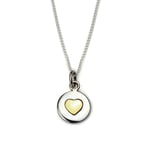 Sterling Silver - Love Circle Necklace - Gold Heart - Tales From The Earth