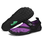 SAGUARO Chaussure Minimaliste Femme Chaussures de Trail Running Barefoot Shoes Fitness Chaussures Pieds Nus Antidérapant Chaussure Plage pour Large Boîte à Orteils Violet, GR.36 EU