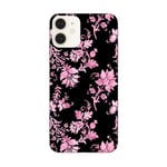 Coque Iphone 12 PRO MAX fleur rose et noire