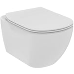 Ideal Standard - Thèse, WC suspendu complet avec couvercle de toilette avec fermeture ralentie, eau sans bride RimLS+, blanc soie