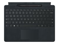 Microsoft Surface Pro Signature Keyboard - Tangentbord - Med Pekplatta, Accelerometer, Förvarings- Och Laddningsfack För Surface Slim Pen 2 - Belgisk - Svart - Kommersiell - Med Slim Pen 2 - För Surface Pro 8, Pro X