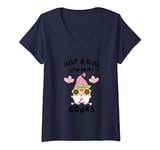 Womens Gonk Lover Gift Cute Just A Girl Who Loves Gonks Summer V-Neck T-Shirt