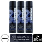 Toni & Guy Anti-Dandruff 2 in 1 Shampoo For Men, 2 or 3 Pack of 250 ml[Buy 3]