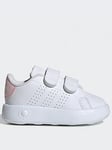 adidas Sportswear Infant Girls Advantage Trainers - White/Pink, White/Pink, Size 3 Younger