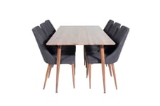 Venture Design Polar & Leone matgrupp Brun/svart 6 st stolar & bord 180 x 90 cm