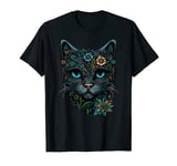 Cat Sugar Skull Flowers T-Shirt