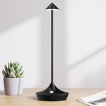 Hapfish lampe de table sans fil rechargeable LED, Lumiere bureau tactile exterieur 6000mAh, Lampe a poser metal design modern, étanche, dimmable, pour chevet, interieur, terrasse, restaurant (noir)