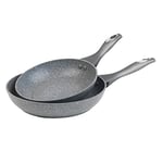 Salter BW04136G Marblestone Lot De 2 Poêles à Frire - 20/24cm Antiadhésive crêpe, omelette Poêle, Aluminium Forgé, Convient aux tables de cuisson à induction et lave-vaisselle, Cuire avec peu d'huile