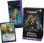 Deck Commander Magic: The Gathering Les Friches D'eldraine - Valeur Et Vertu (1 Deck De 100 Cartes, 1 Booster Collector Échantillon De 2 Cartes + Accessoires) (Version Française)