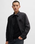 Hugo Evalom Mens Oversized-Fit Zip Up Shirt Jacket with Metal Logo - Black - Size Medium