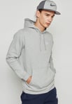 Nike Mens Club Pullover Hoodie Embroidered Logo In Grey Cotton - Size Medium