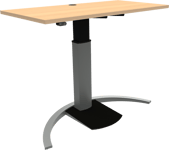ErgoTable, Enkeltben hæve-/sænkebord, firkantet, natur/sølv, H120x120x60 cm, bøg