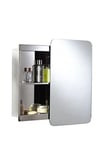 Croydex Medway Sliding Door Bathroom Mirror Cabinet - Stainless Steel Bathroom Cabinet, Left & Right Opening Sliding Mirror Door, Supplied Pre-Assembled with All Fittings Included, 67x41x12.5cm