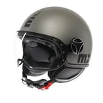 MOMODESIGN - FGTR Evo E2206 Casque Jet avec visière Pare-Soleil, Casque Ouvert pour Moto et Scooter pour Homme et Femme, Titane Mat/Noir, M