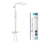 GROHE Vitalio Joy XXL 230 - Exposed Thermostatic Shower with Aquadimmer Function (23 cm Head Shower Rain Spray, Stick Hand Shower, Swivable 45 cm Projection Arm, Shower Hose 1.75 m), Chrome, 26365000