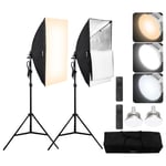 VEVOR Kit d'Éclairage Softbox 50x70 cm 3000-6500K Réglable Ampoule 45 W Lot de 2